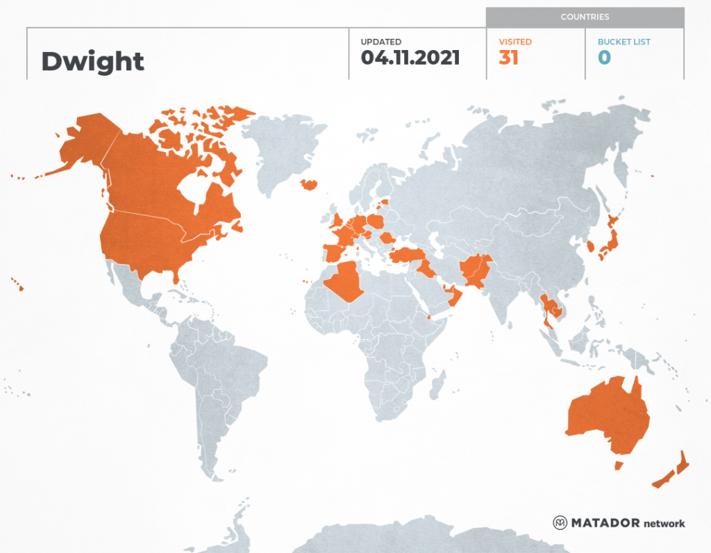 world travelers - a map of the place team rabe has travelled